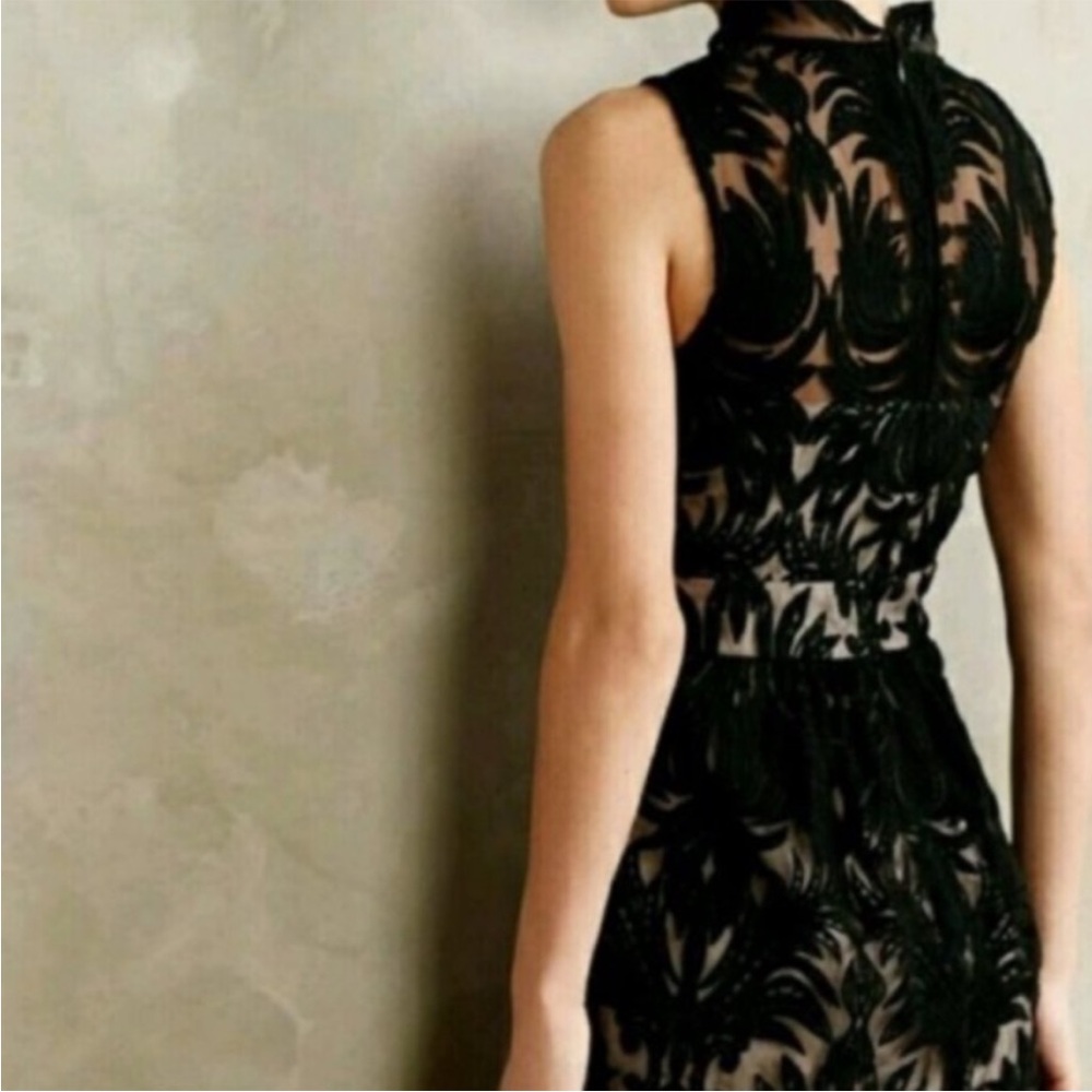 Anthropologie Yoana Baraschi Overture Black Lace Tulle Mesh Sheath Mini Dress 2 - Picture 15 of 15